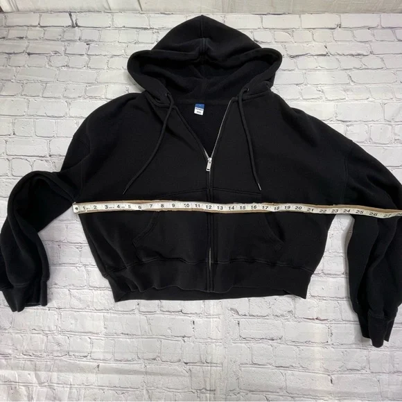 Old Navy Black Cropped Full-Zip Hoodie - Size Medium - Picture 7 of 8